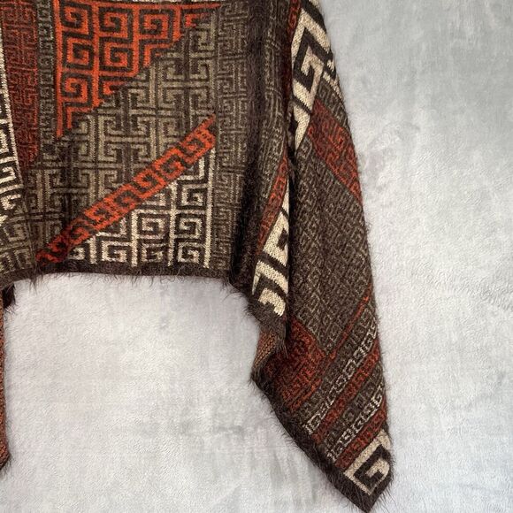 Western Tribal Aztec Fuzzy Soft Shawl Wrap poncho OS - Picture 4 of 9